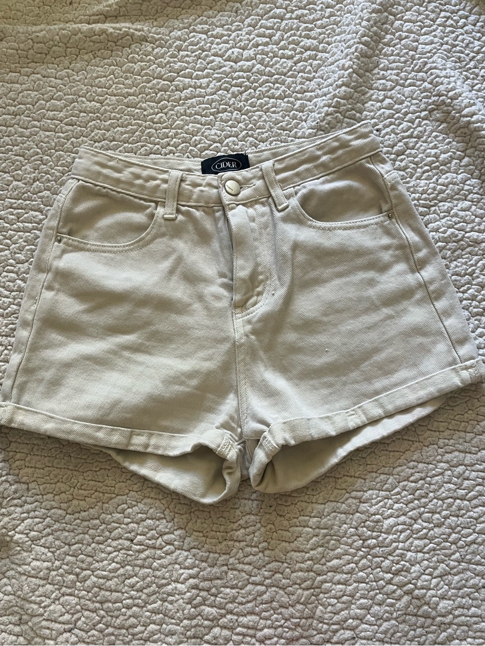 Cream Jean Shorts